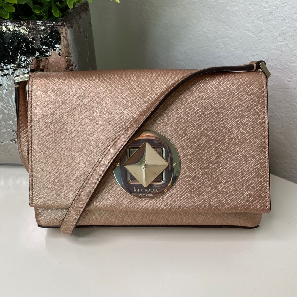 Kate Spade NY Newbury Lane Sally Crossbody Bag Rose Gold Metallic‎ Evening Bag